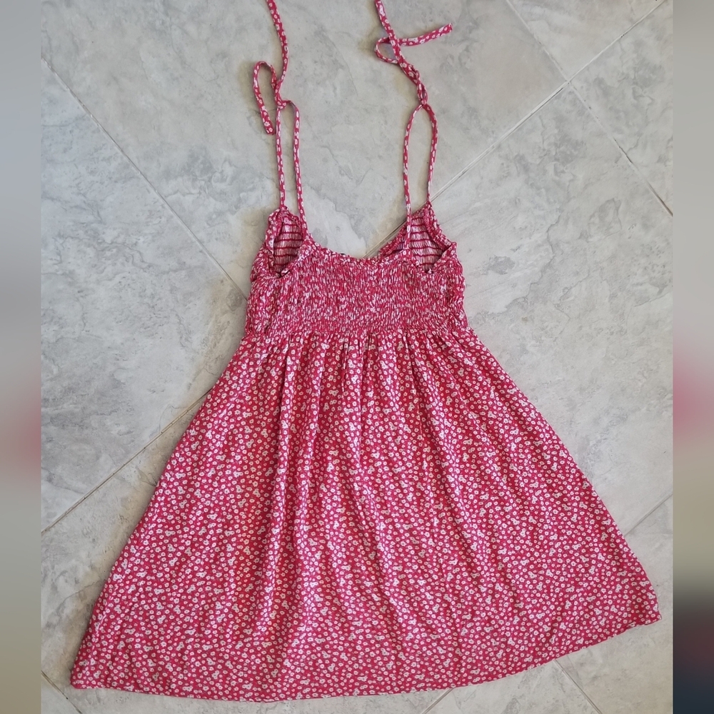 Zara Coral and White Smocked Top Floral Print Summer Dress